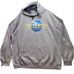 Universal Orlando Resort Hoodie Pullover Gray Stripe Grunge Vacation Streetwear